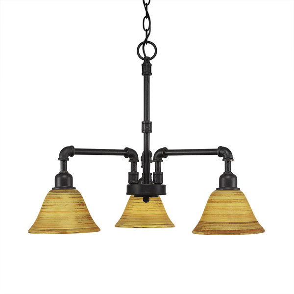 Toltec Lighting - 283-DG-454 - Three Light Chandelier - Vintage - Dark Granite