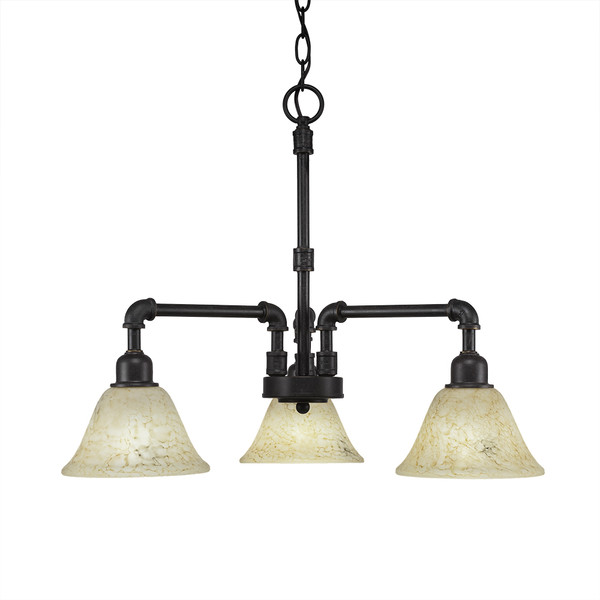 Toltec Lighting - 283-DG-508 - Three Light Chandelier - Vintage - Dark Granite