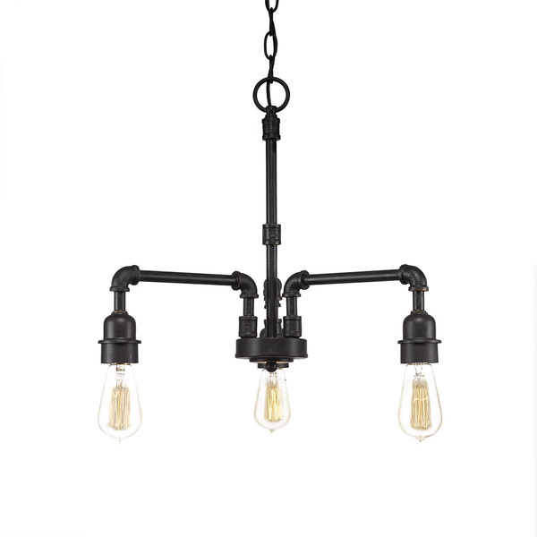 Toltec Lighting - 283-DG-AT18 - Three Light Chandelier - Vintage - Dark Granite