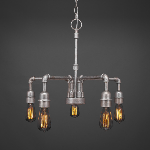 Toltec Lighting - 285-AS-AT18 - Five Light Chandelier - Vintage - Aged Silver