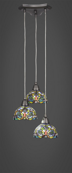Toltec Lighting - 28-BN-9905 - Three Light Cluster Pendalier - Europa - Brushed Nickel