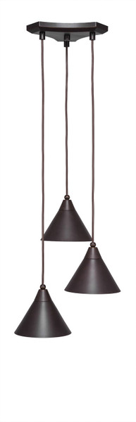 Toltec Lighting - 28-DG-421 - Three Light Cluster Pendalier - Europa - Dark Granite