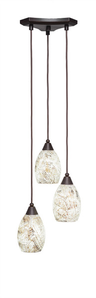 Toltec Lighting - 28-DG-5054 - Three Light Cluster Pendalier - Europa - Dark Granite