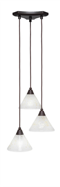 Toltec Lighting - 28-DG-7145 - Three Light Cluster Pendalier - Europa - Dark Granite