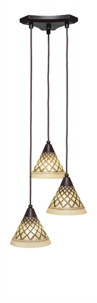 Toltec Lighting - 28-DG-7185 - Three Light Cluster Pendalier - Europa - Dark Granite