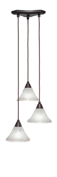 Toltec Lighting - 28-DG-751 - Three Light Cluster Pendalier - Europa - Dark Granite