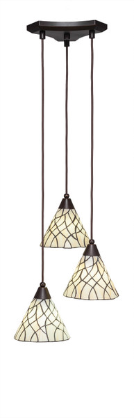 Toltec Lighting - 28-DG-9115 - Three Light Cluster Pendalier - Europa - Dark Granite