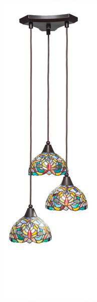 Toltec Lighting - 28-DG-9905 - Three Light Cluster Pendalier - Europa - Dark Granite