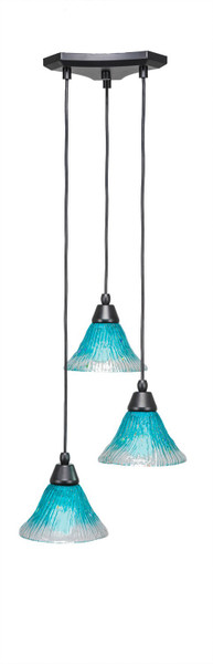 Toltec Lighting - 28-MB-458 - Three Light Cluster Pendalier - Europa - Matte Black
