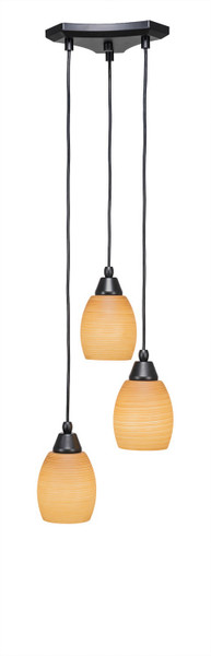 Toltec Lighting - 28-MB-625 - Three Light Cluster Pendalier - Europa - Matte Black