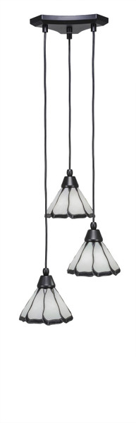 Toltec Lighting - 28-MB-9125 - Three Light Cluster Pendalier - Europa - Matte Black