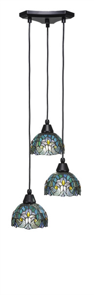 Toltec Lighting - 28-MB-9925 - Three Light Cluster Pendalier - Europa - Matte Black