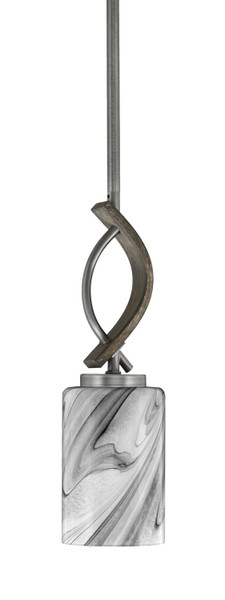 Toltec Lighting - 2901-GPDW-3009 - One Light Mini Pendant - Monterey - Graphite & Painted Distressed Wood-look Metal