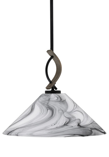 Toltec Lighting - 2901-MBDW-2169 - One Light Mini Pendant - Monterey - Matte Black & Painted Distressed Wood-look Metal