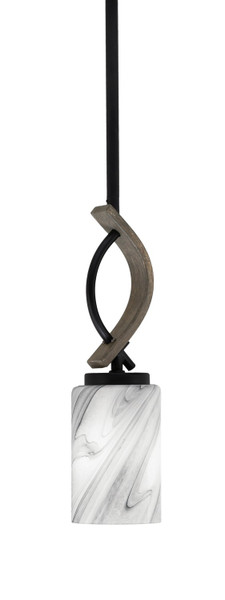 Toltec Lighting - 2901-MBDW-3009 - One Light Mini Pendant - Monterey - Matte Black & Painted Distressed Wood-look Metal