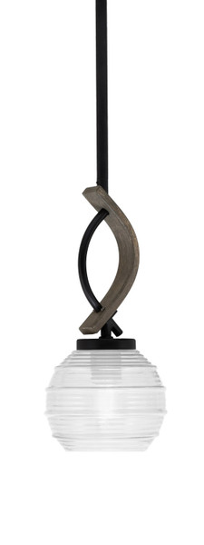 Toltec Lighting - 2901-MBDW-5110 - One Light Mini Pendant - Monterey - Matte Black & Painted Distressed Wood-look Metal