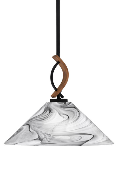 Toltec Lighting - 2901-MBWG-2169 - One Light Mini Pendant - Monterey - Matte Black & Painted Wood-look Metal
