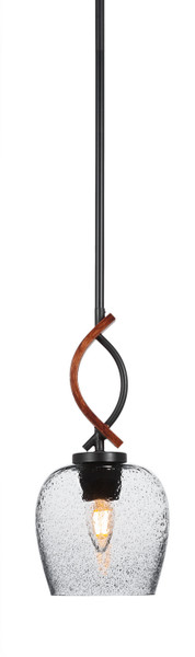 Toltec Lighting - 2901-MBWG-4812 - One Light Mini Pendant - Monterey - Matte Black & Painted Wood-look Metal