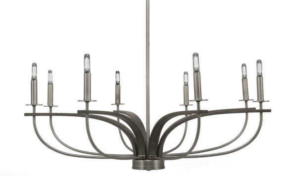 Toltec Lighting - 2908-GPDW - Eight Light Chandelier - Monterey - Graphite & Painted Distressed Wood-look Metal