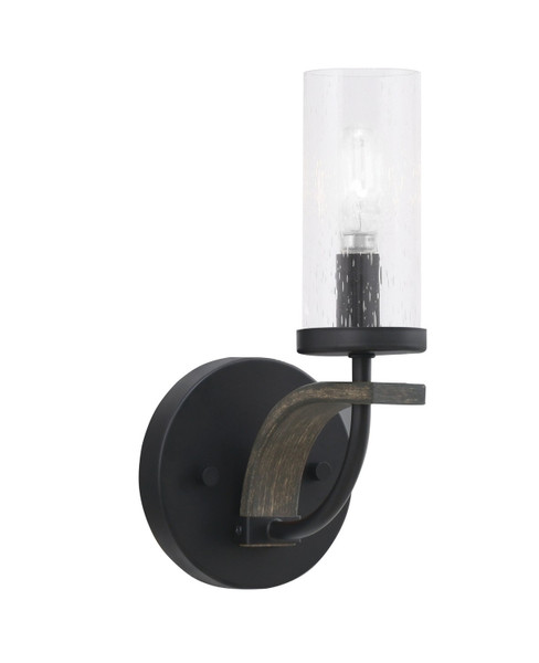 Toltec Lighting - 2911-MBDW-800 - One Light Wall Sconce - Monterey - Matte Black & Painted Distressed Wood-look Metal