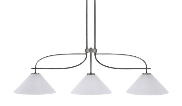 Toltec Lighting - 2936-GPDW-2121 - Three Light Island Pendant - Monterey - Graphite & Painted Distressed Wood-look Metal