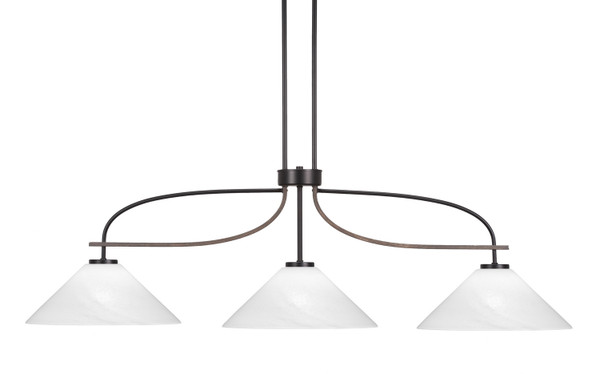 Toltec Lighting - 2936-MBDW-2161 - Three Light Billiard/Island - Monterey - Matte Black & Painted Distressed Wood-look