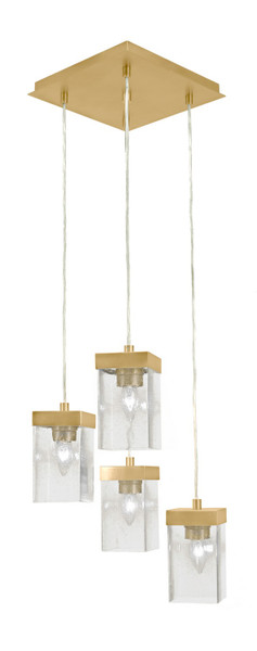 Toltec Lighting - 3214-NAB-530 - Four Light Pendalier - Nouvelle - New Age Brass
