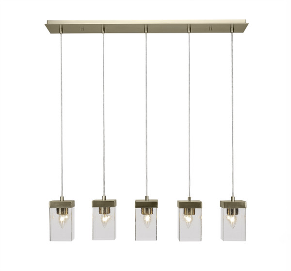 Toltec Lighting - 3215-NAB-530 - Five Light Linear Pendalier - Nouvelle - New Age Brass