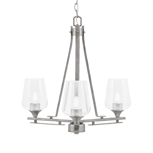 Toltec Lighting - 323-AS-210 - Three Light Chandelier - Uptowne - Aged Silver