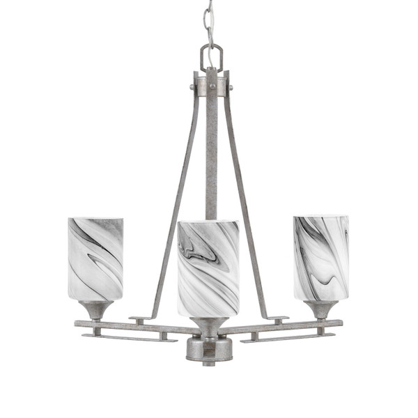 Toltec Lighting - 323-AS-3009 - Three Light Chandelier - Uptowne - Aged Silver