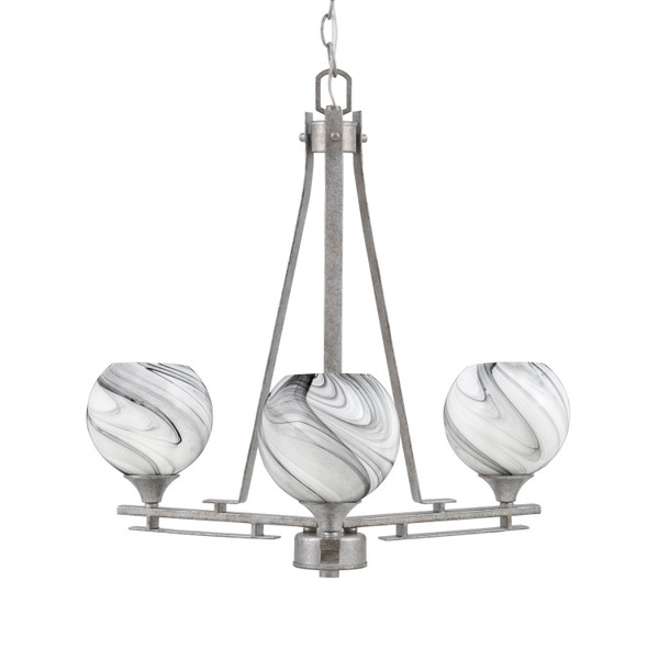 Toltec Lighting - 323-AS-4109 - Three Light Chandelier - Uptowne - Aged Silver