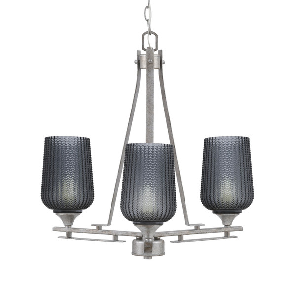 Toltec Lighting - 323-AS-4252 - Three Light Chandelier - Uptowne - Aged Silver