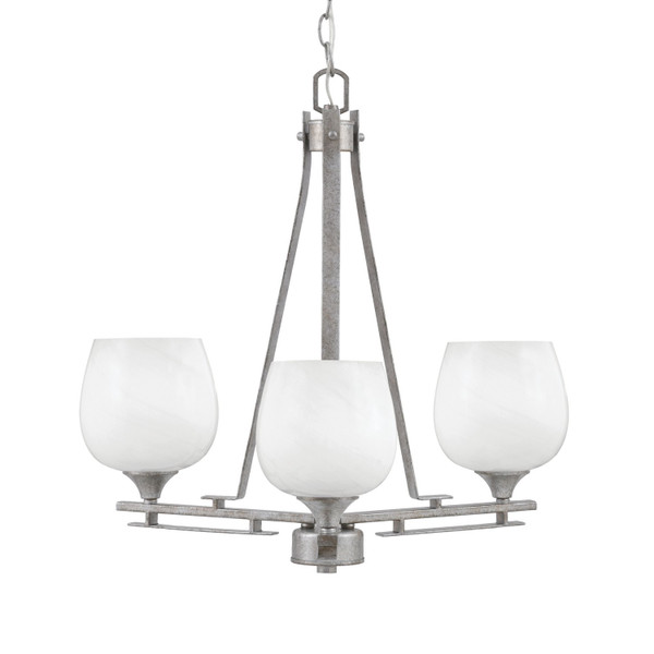 Toltec Lighting - 323-AS-4811 - Three Light Chandelier - Uptowne - Aged Silver