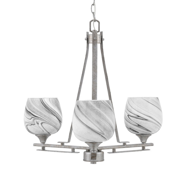 Toltec Lighting - 323-AS-4819 - Three Light Chandelier - Uptowne - Aged Silver