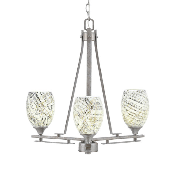 Toltec Lighting - 323-AS-5054 - Three Light Chandelier - Uptowne - Aged Silver