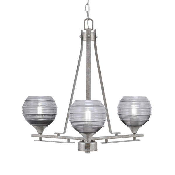 Toltec Lighting - 323-AS-5112 - Three Light Chandelier - Uptowne - Aged Silver