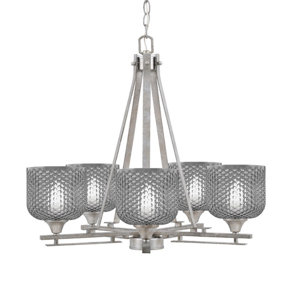 Toltec Lighting - 325-AS-4612 - Five Light Chandelier - Uptowne - Aged Silver
