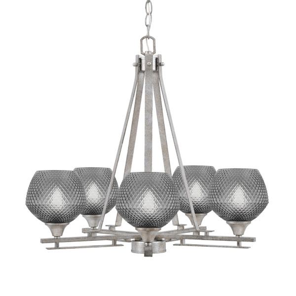 Toltec Lighting - 325-AS-4622 - Five Light Chandelier - Uptowne - Aged Silver