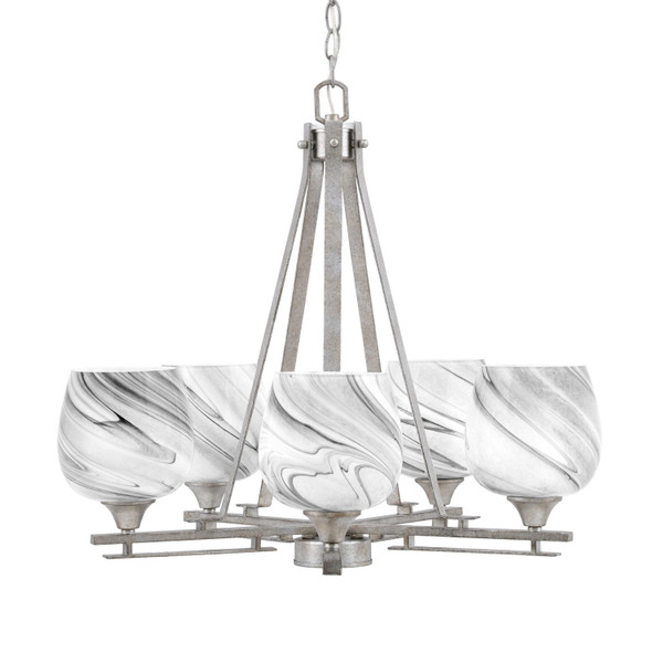Toltec Lighting - 325-AS-4819 - Five Light Chandelier - Uptowne - Aged Silver