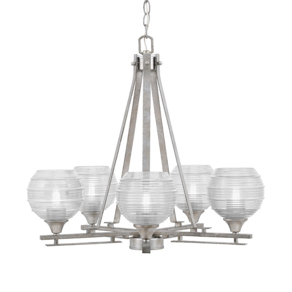 Toltec Lighting - 325-AS-5110 - Five Light Chandelier - Uptowne - Aged Silver