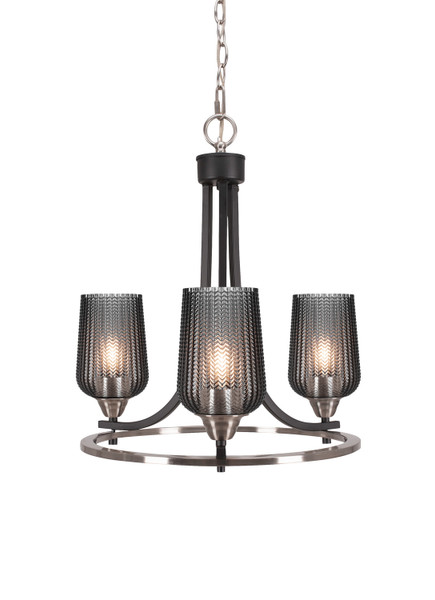 Toltec Lighting - 3403-MBBN-4252 - Three Light Chandelier - Paramount - Matte Black & Brushed Nickel