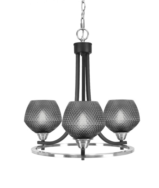 Toltec Lighting - 3403-MBBN-4622 - Three Light Chandelier - Paramount - Matte Black & Brushed Nickel