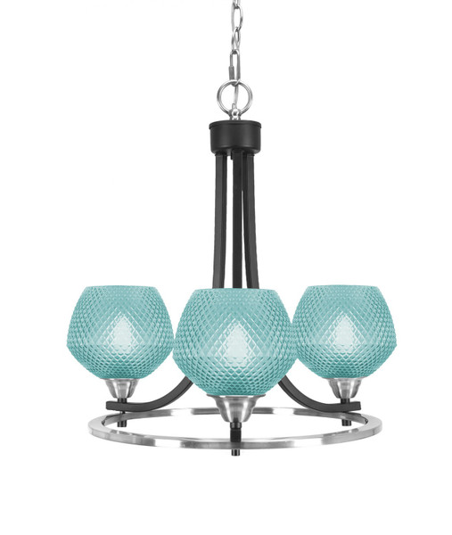Toltec Lighting - 3403-MBBN-4625 - Three Light Chandelier - Paramount - Matte Black & Brushed Nickel