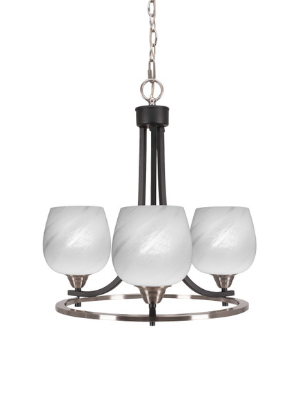 Toltec Lighting - 3403-MBBN-4811 - Three Light Chandelier - Paramount - Matte Black & Brushed Nickel