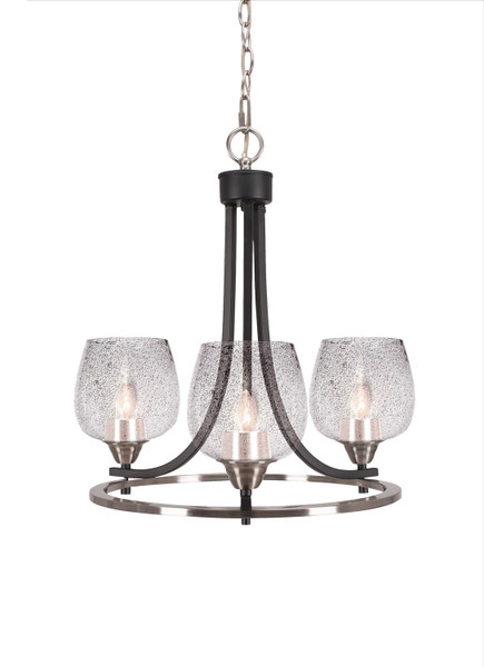 Toltec Lighting - 3403-MBBN-4812 - Three Light Chandelier - Paramount - Matte Black & Brushed Nickel