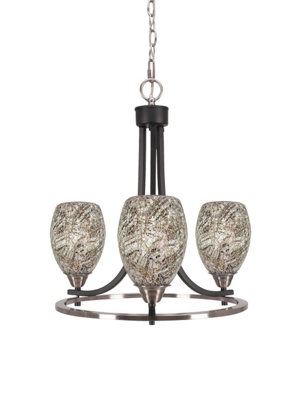 Toltec Lighting - 3403-MBBN-5054 - Three Light Chandelier - Paramount - Matte Black & Brushed Nickel