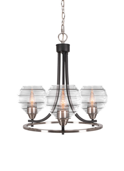 Toltec Lighting - 3403-MBBN-5110 - Three Light Chandelier - Paramount - Matte Black & Brushed Nickel