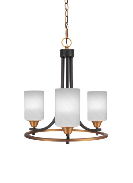 Toltec Lighting - 3403-MBBR-3001 - Three Light Chandelier - Paramount - Matte Black & Brass