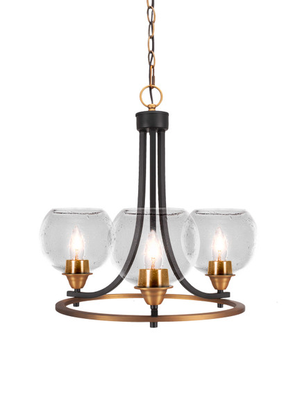 Toltec Lighting - 3403-MBBR-4100 - Three Light Chandelier - Paramount - Matte Black & Brass