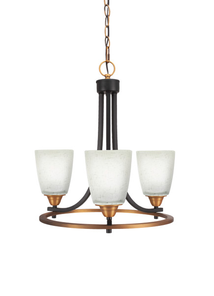 Toltec Lighting - 3403-MBBR-460 - Three Light Chandelier - Paramount - Matte Black & Brass